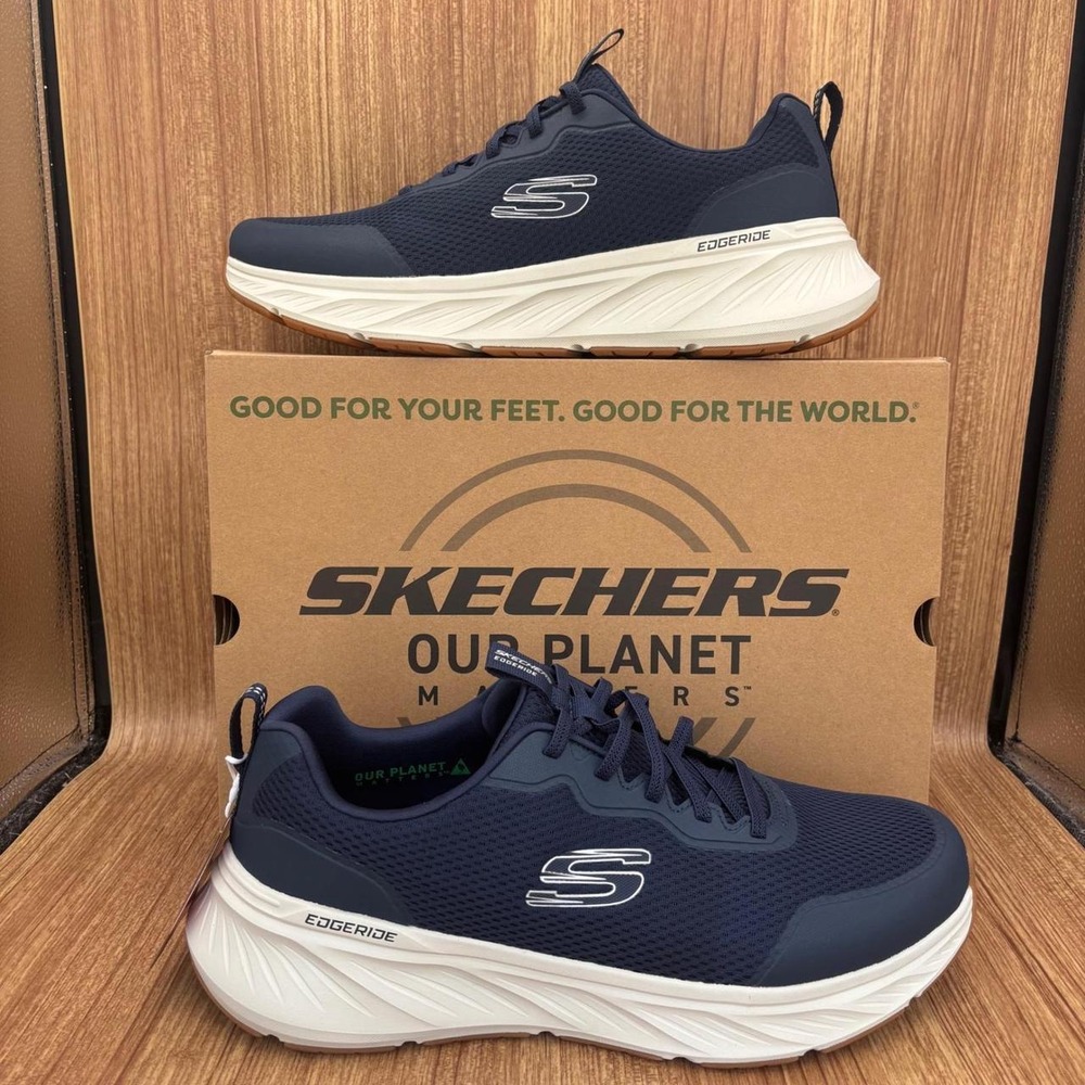 Skechers Edgeride Rekze Mens 12 Navy Extra Wide Fit Our Planet Matters Sneakers